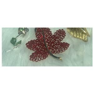 -BROACH PIN Lot of 3-2 Leaves 1 Rose